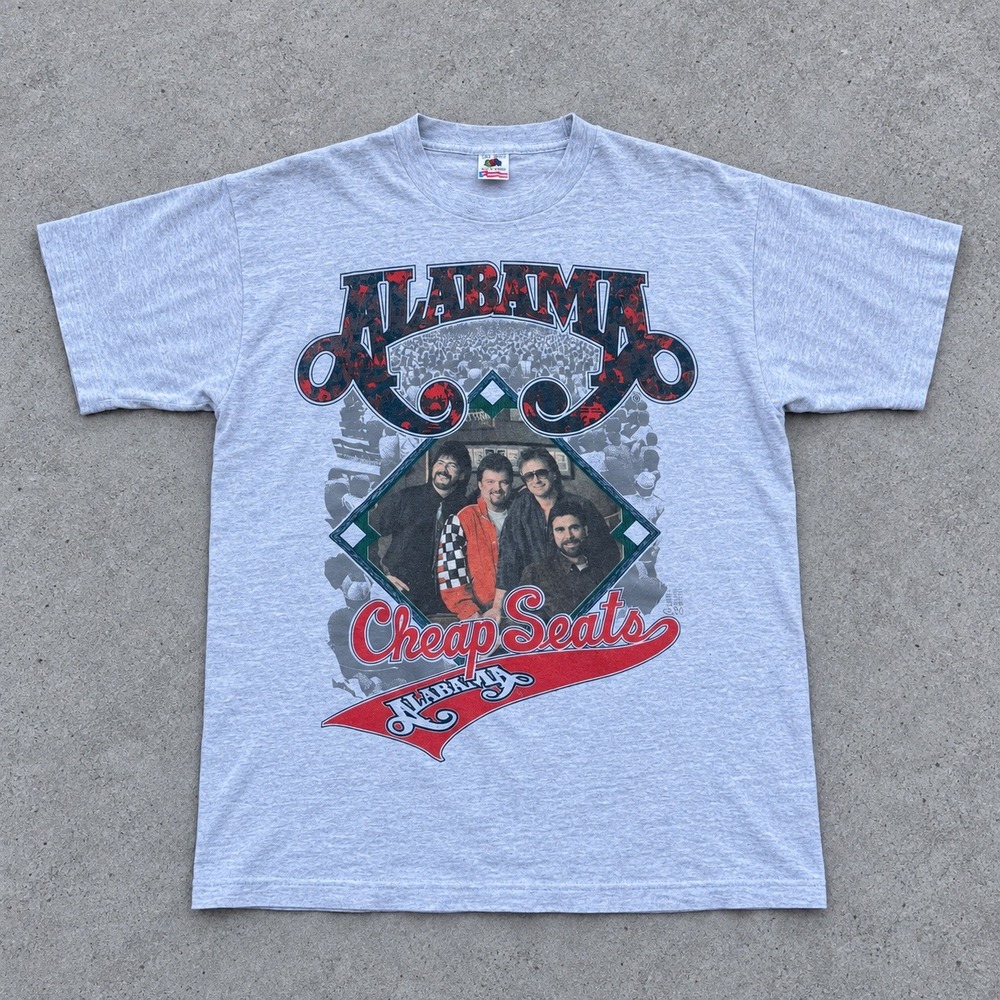 Vintage 1993 90s Alabama Cheap Seats Band T Shirt XXL Gray Fruit of the Loom USA